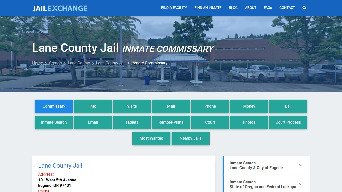 Inmate Commissary, Care Packs - Lane County Jail, OR